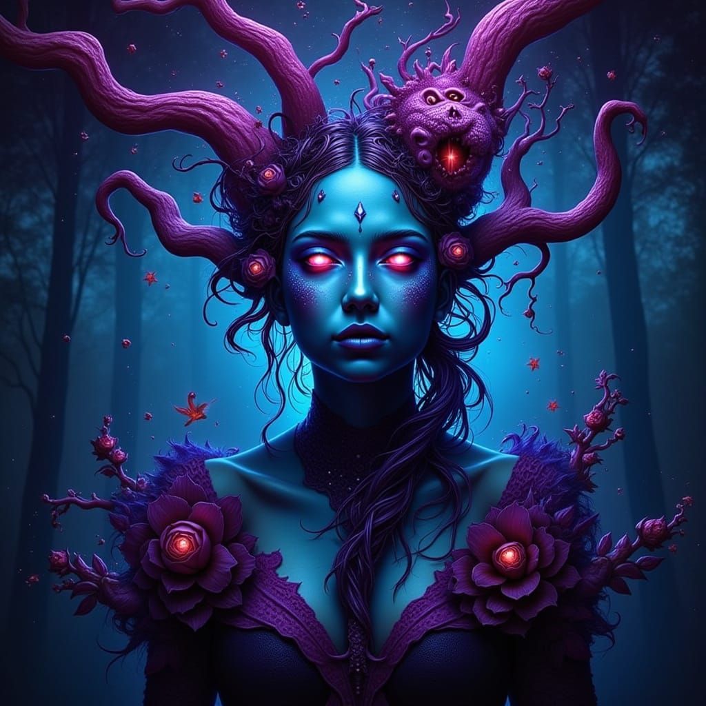 Surreal Phosphene Visions in Electric Blue