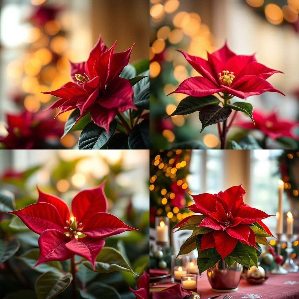Christmas Red Poinsettia Blooms in Vibrant Color