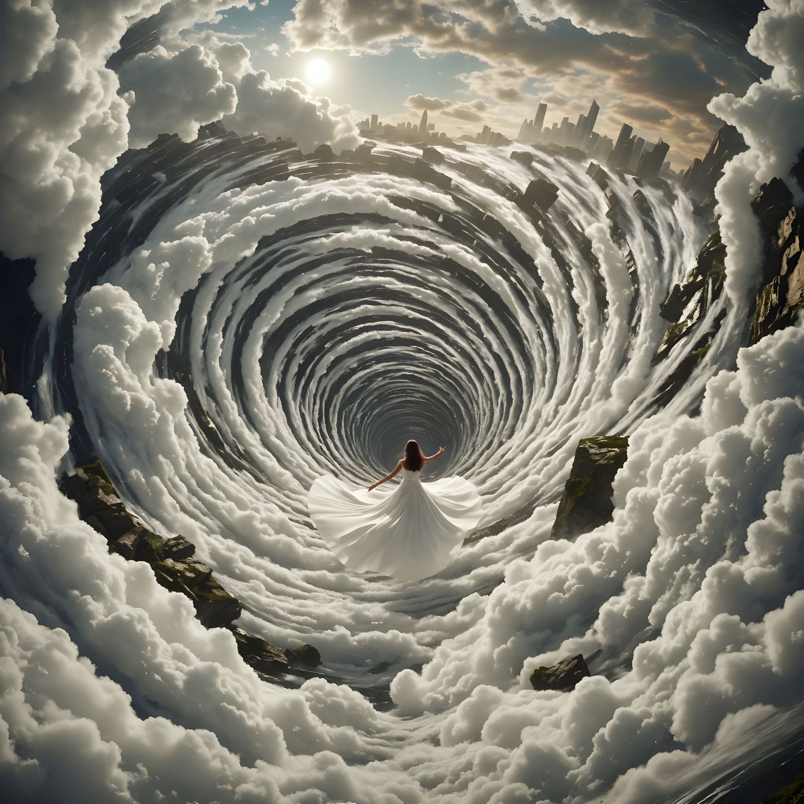 Abstract Falling Spiral Design with Vertigo Effect