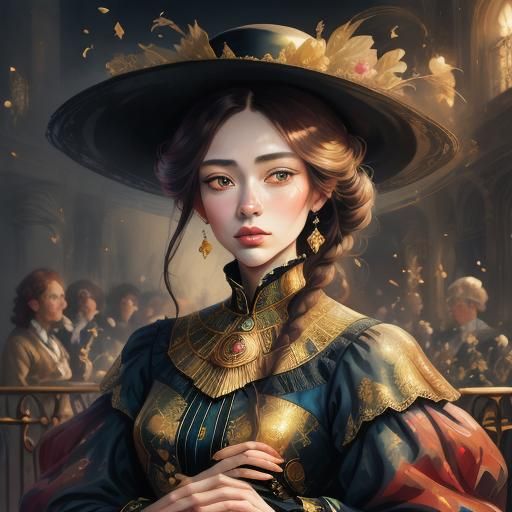 Romantic Sunrise Portrait in Surrealist Manga Style