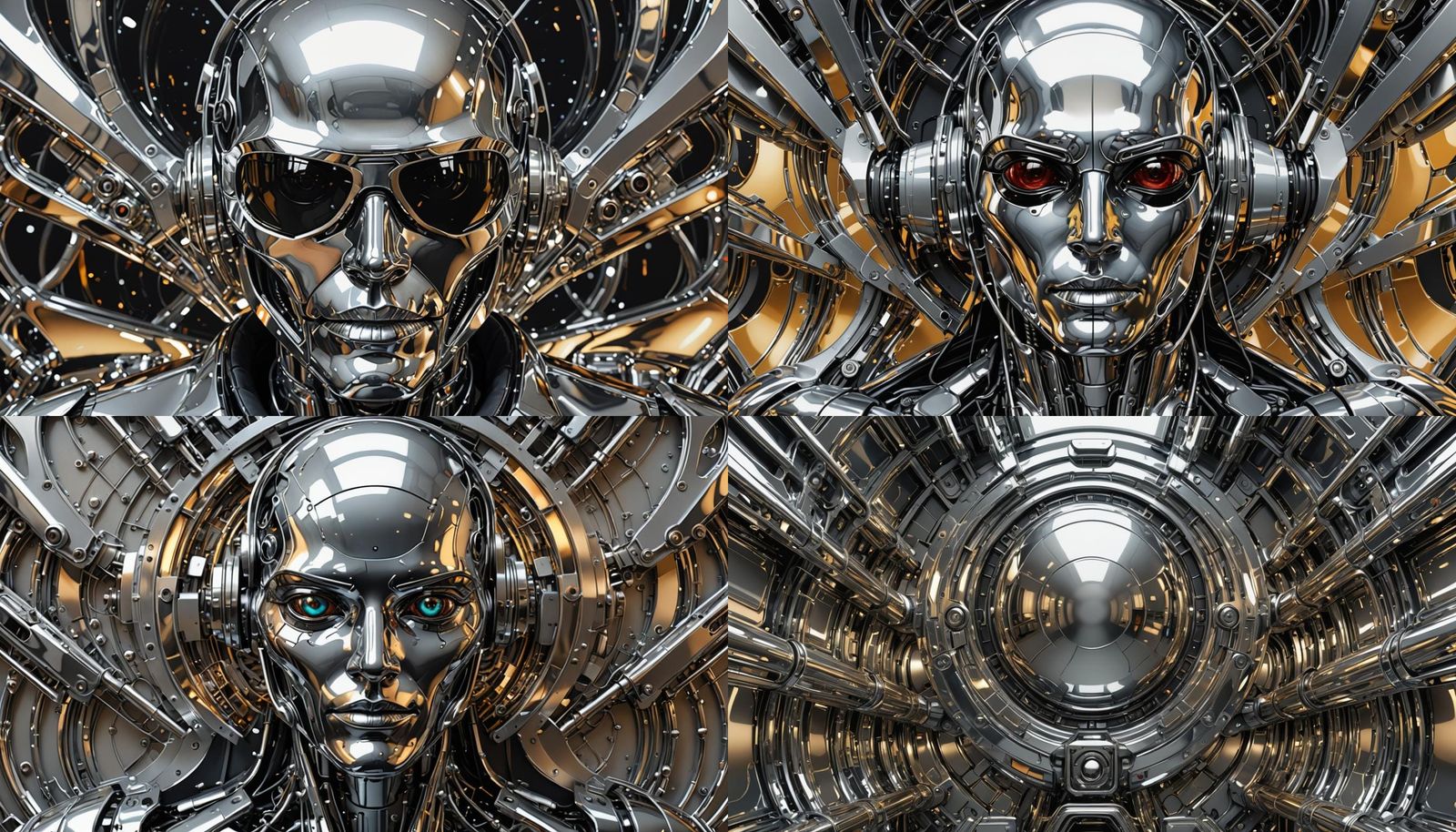 Futuristic Chrome Object in Mixed Media