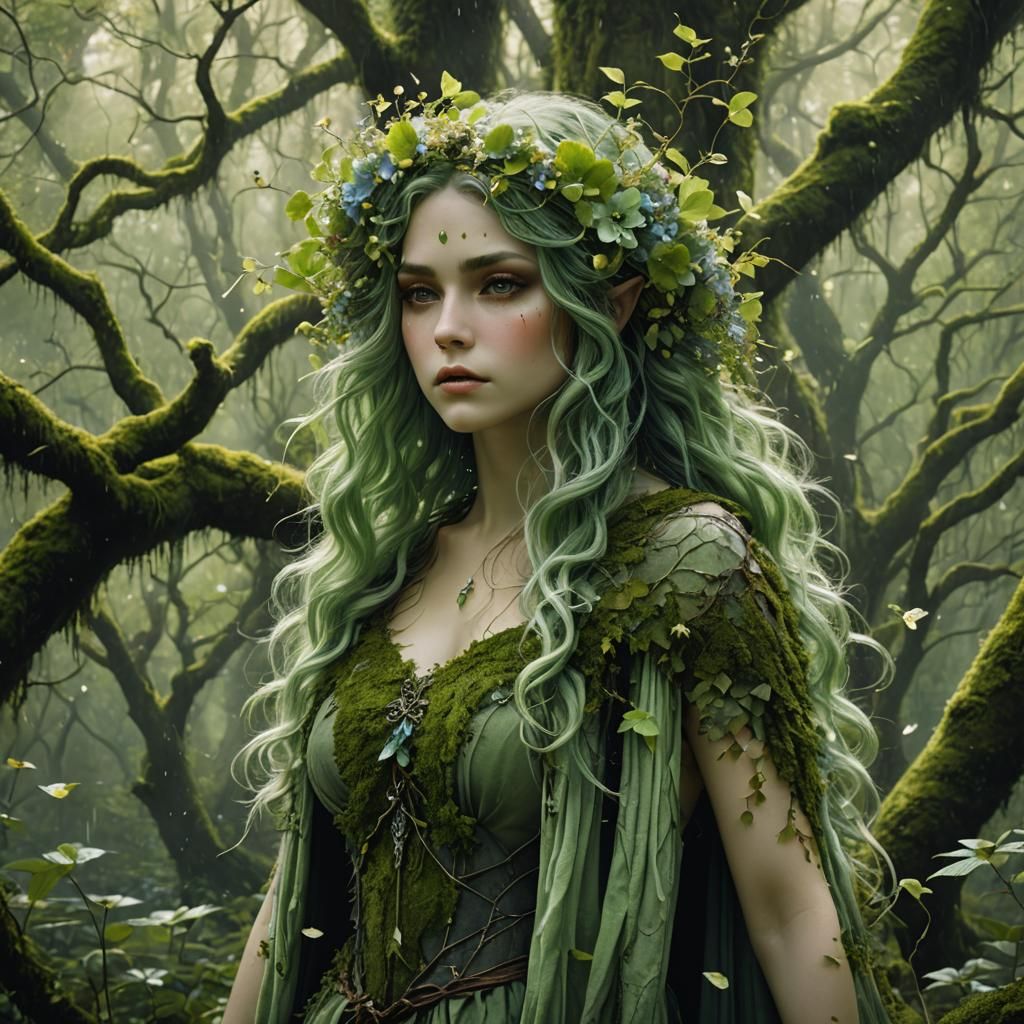 Enchanted Forest Dryad in Fantasy Art Style