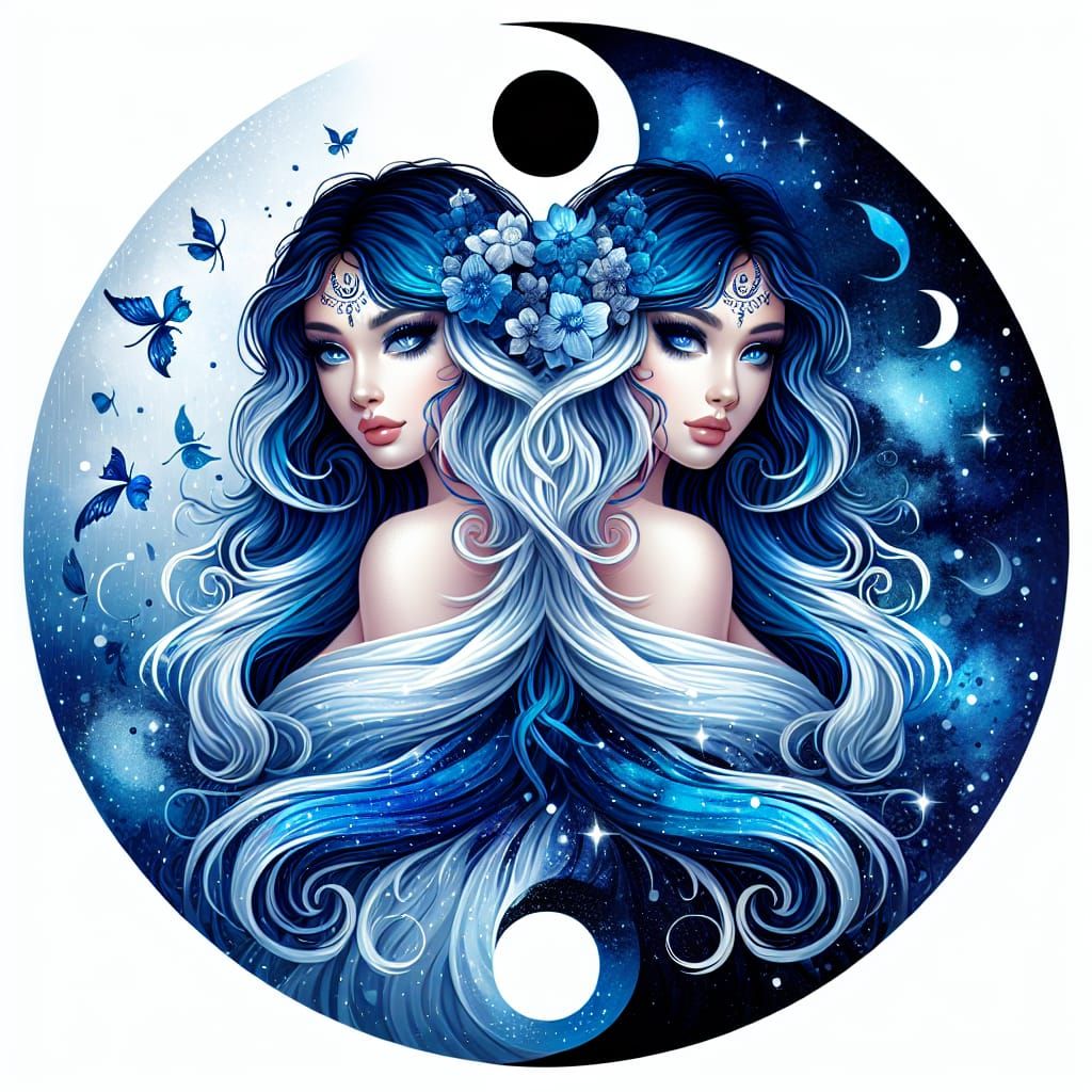 Gemini zodiac twins Ying yang