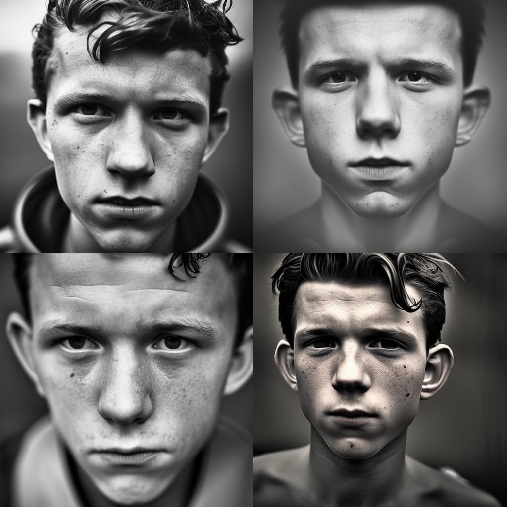 Dramatic Close-Up Portrait in Photographic Style