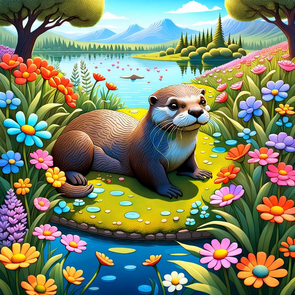 🦦 Otter with flowers 🌼.