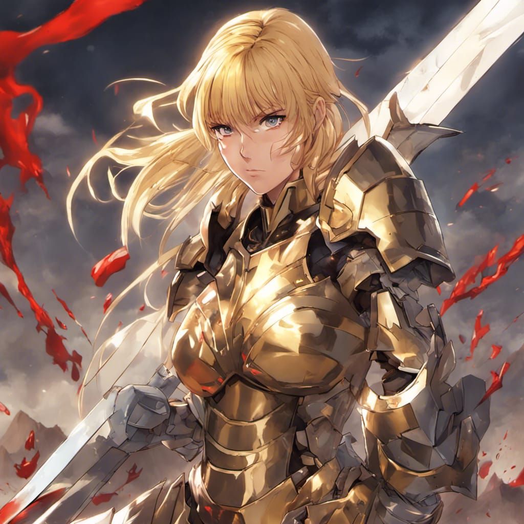 Blonde Valkyrie Knight in Battle, Anime Style