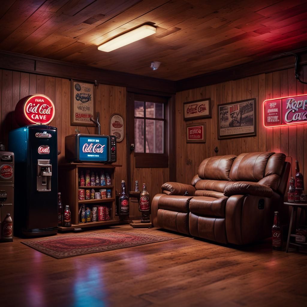 Epic Retro Man Cave in Cinematic Style