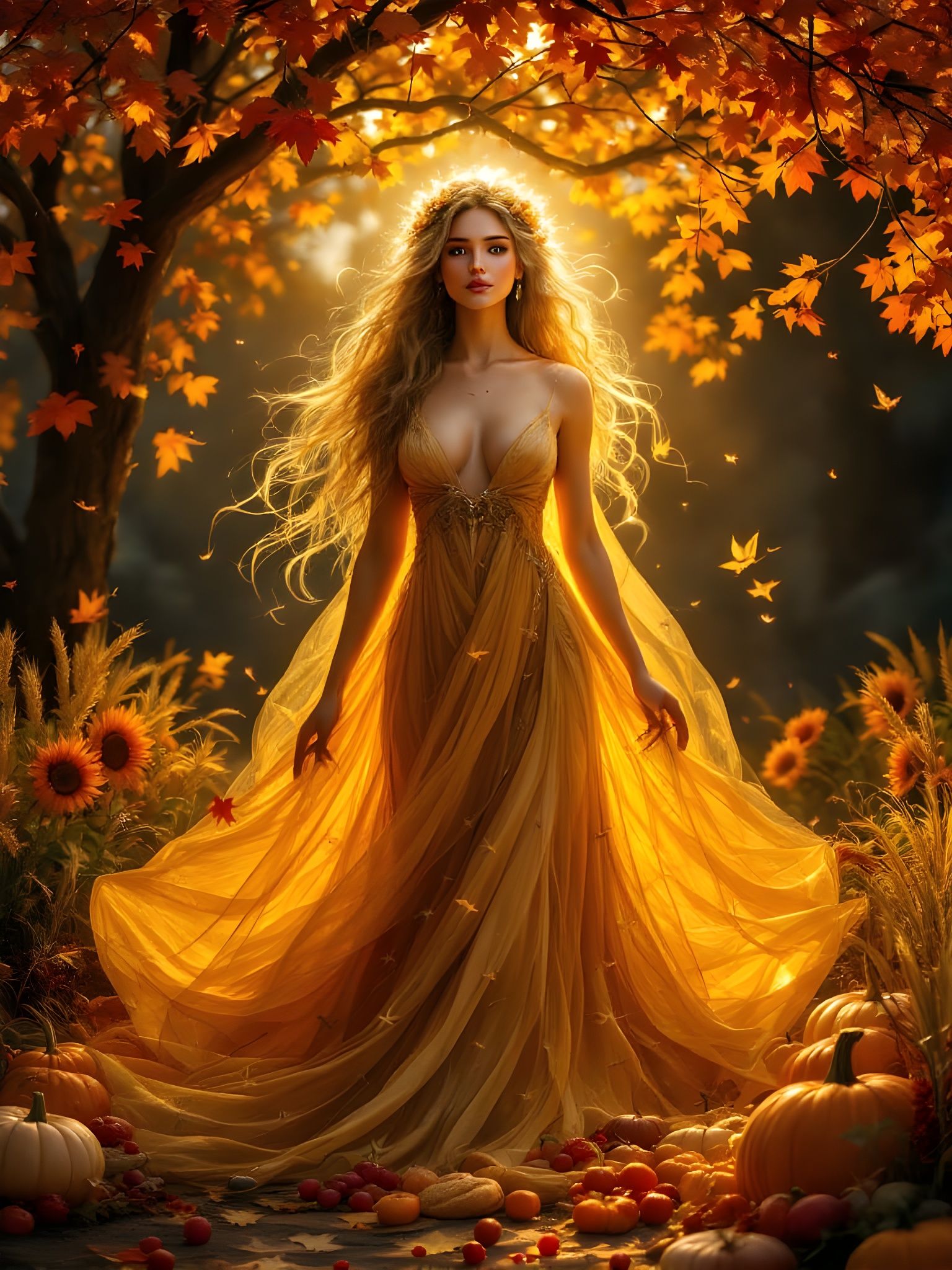 Autumn Goddess of Abundance Radiates Gratitude