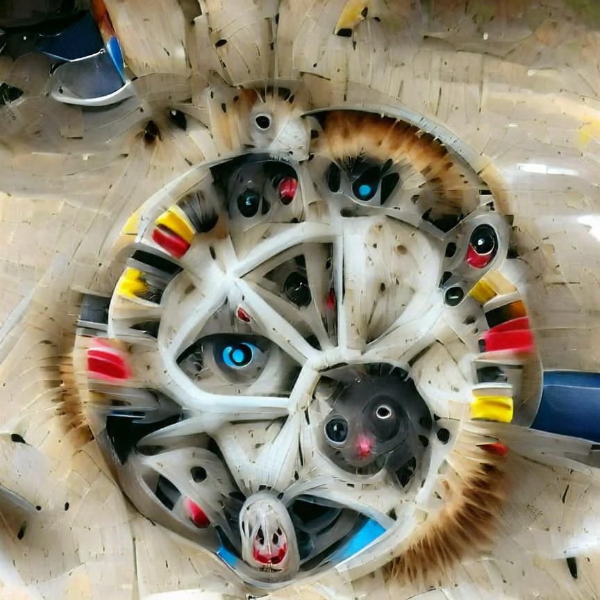 Complex Wheel Structure Covered in Eyes
