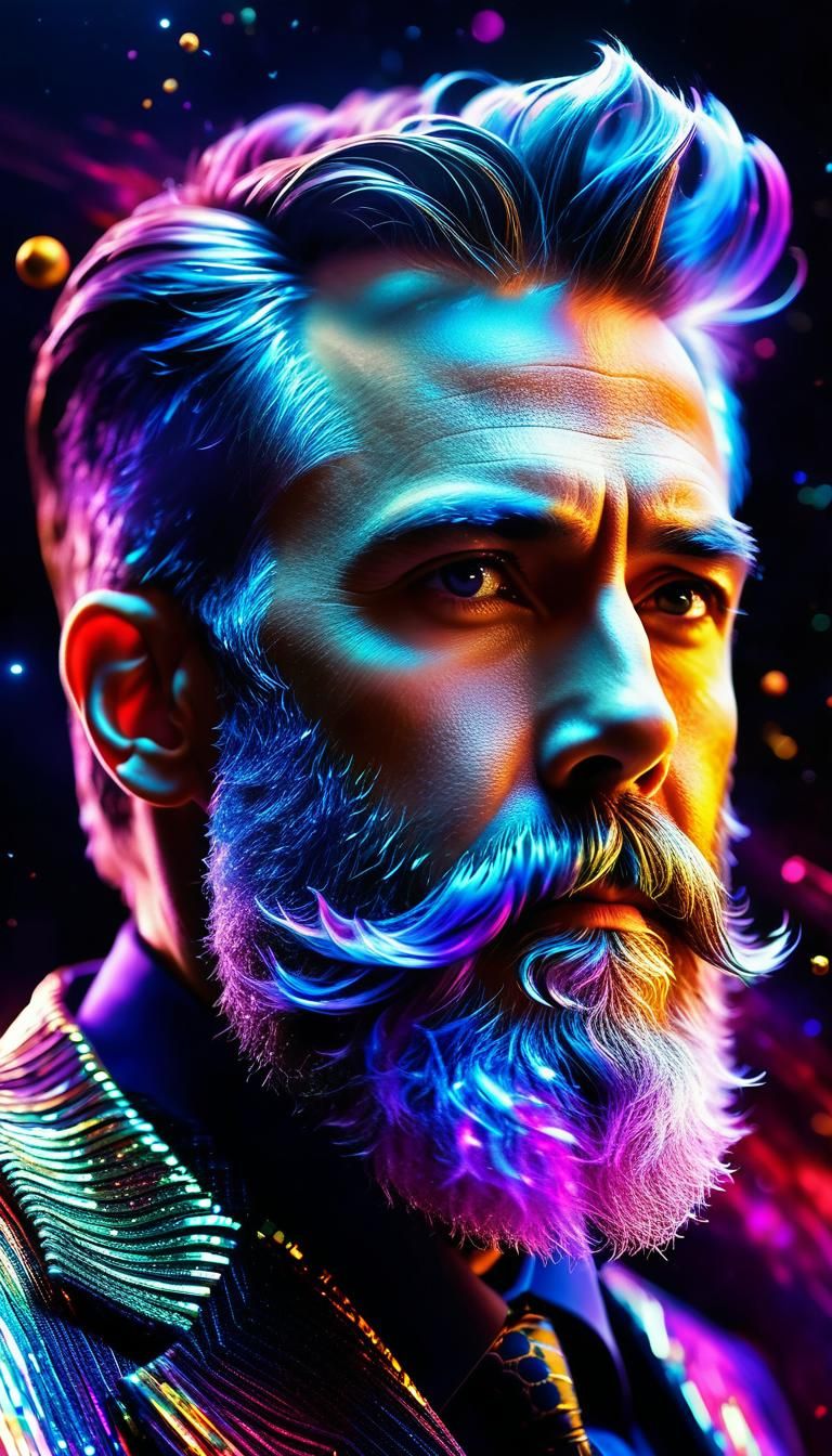 Alien with Supernova Beard: Galactic Fantasy Art