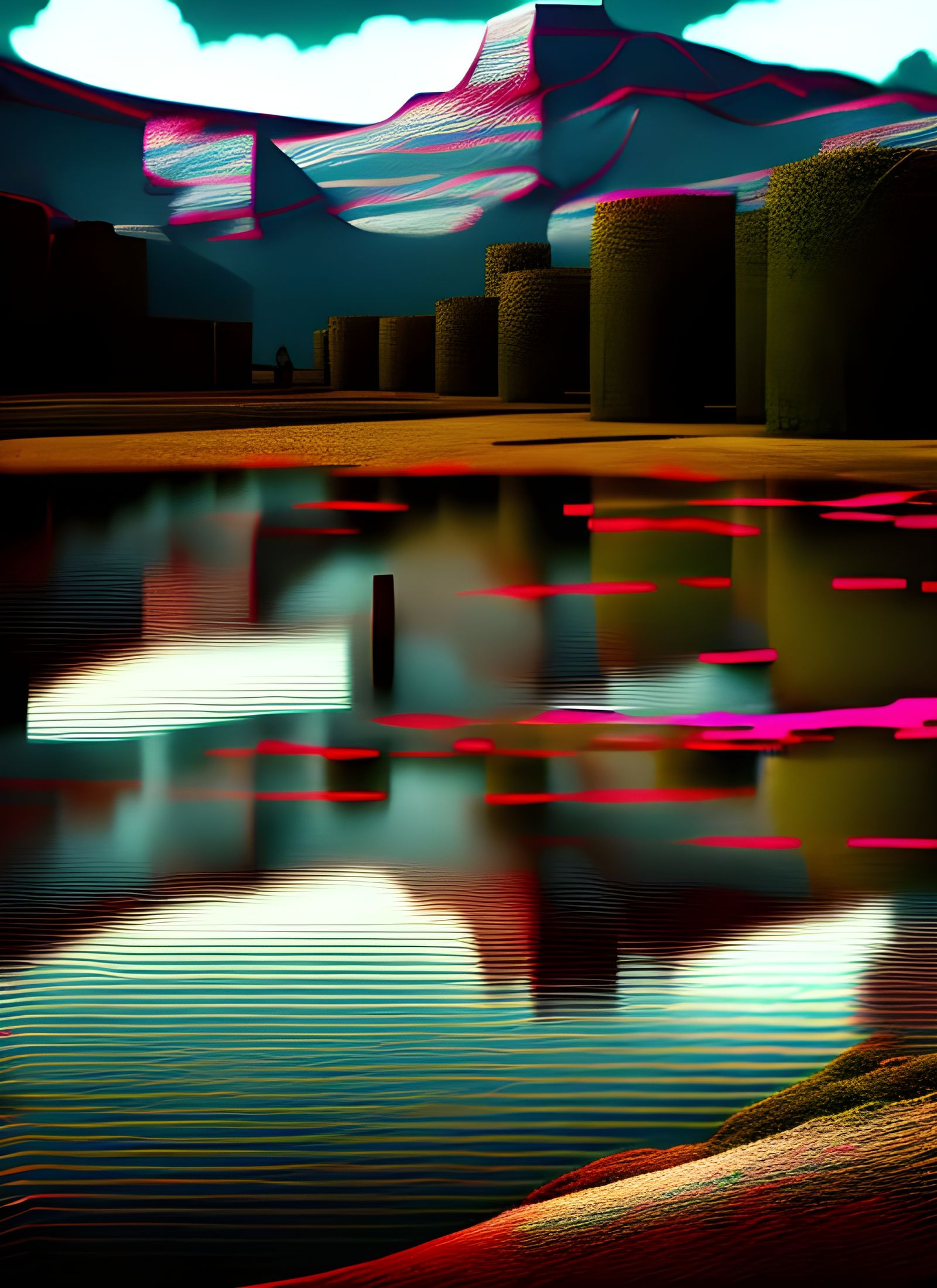 Still Lake: Surreal Digital Art in 8K 3D