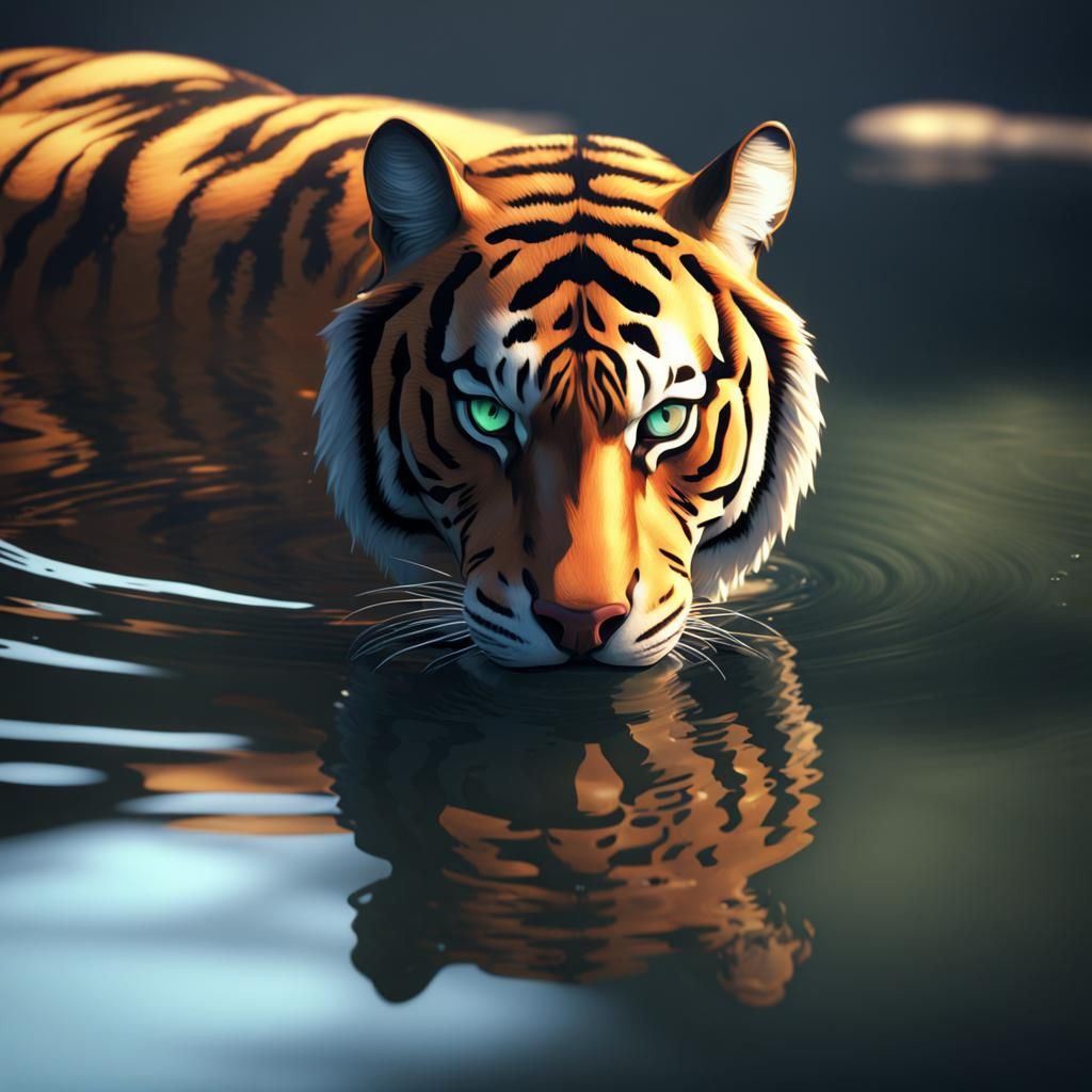 Tiger Eye Reflection: 3D Shading and Depth
