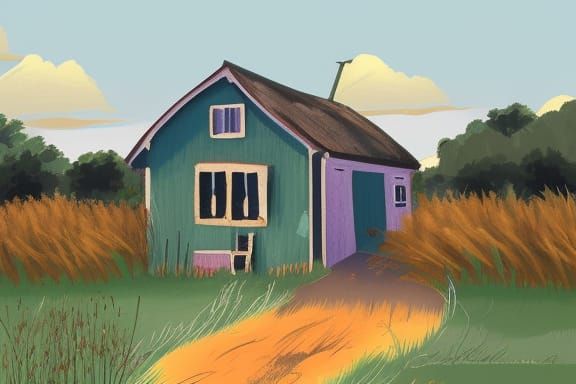 Farmhouse in Complementary Colors: Academic Art