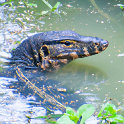 Salamander Velociraptor Hybrid Swimming in Swamp