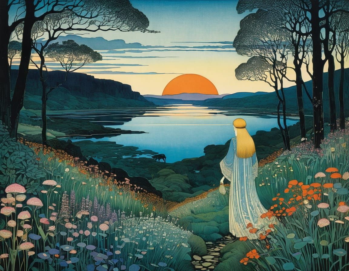 Wildflowers by the River in Spring Colours