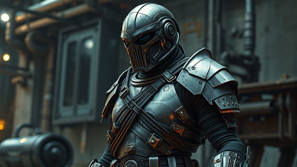 Cybernetic Klingon Warrior in Dystopian Setting