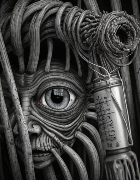 Biomechanical Horror: Human Arm with Alien Fetus