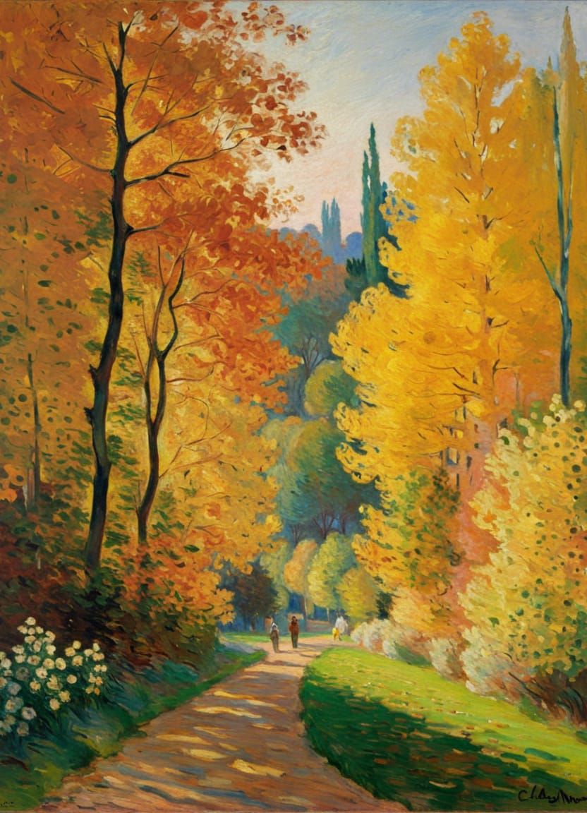 Colorful Autumn Forest in Impressionistic Style