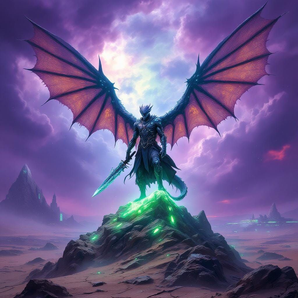 Half-Alien Dragon Man on Crystal Spire