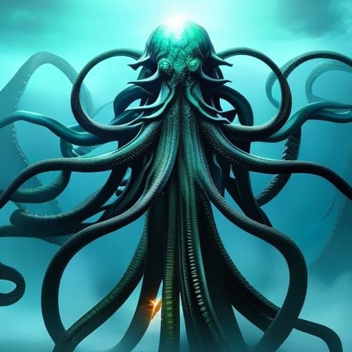 Hyperrealistic 4K Cthulhu in Moody Cosmic Art