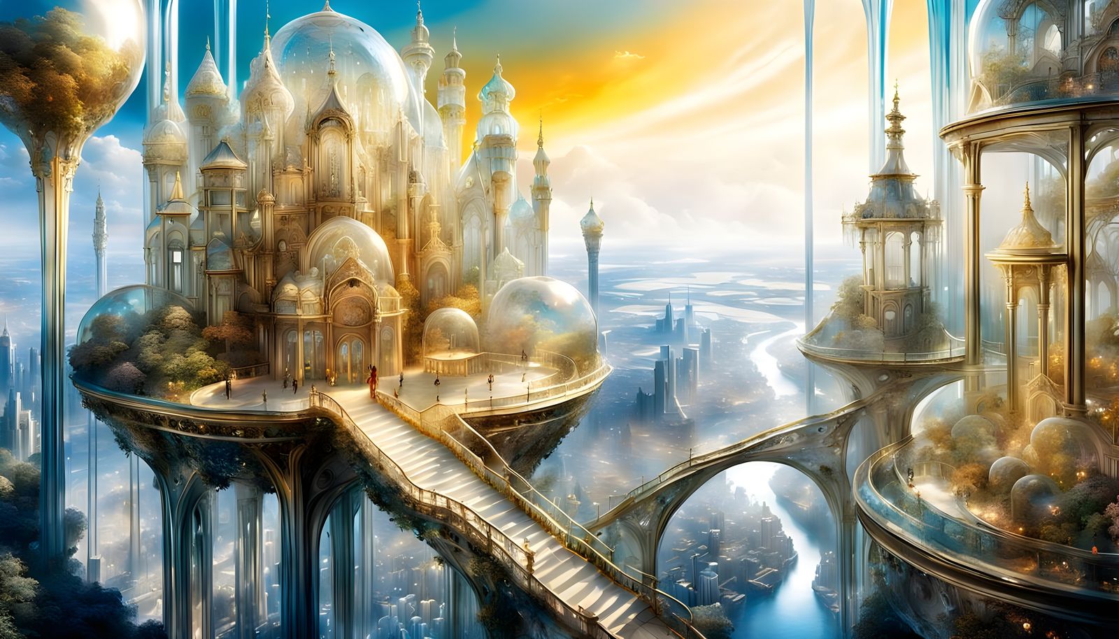 Ethereal Glass City Dreamscape in Fantasy Style
