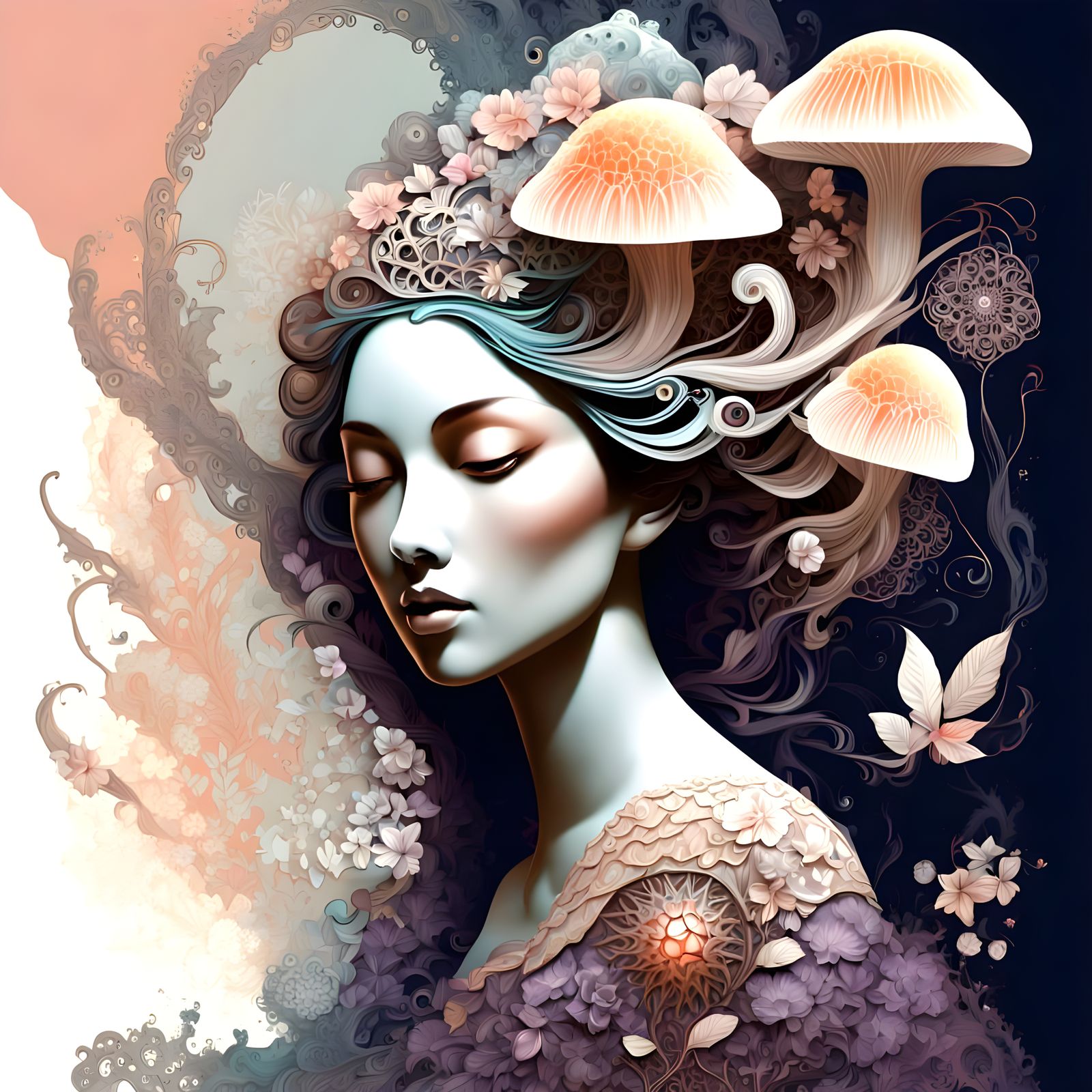 Geode Spider Nautilus Model in Painted Landscape