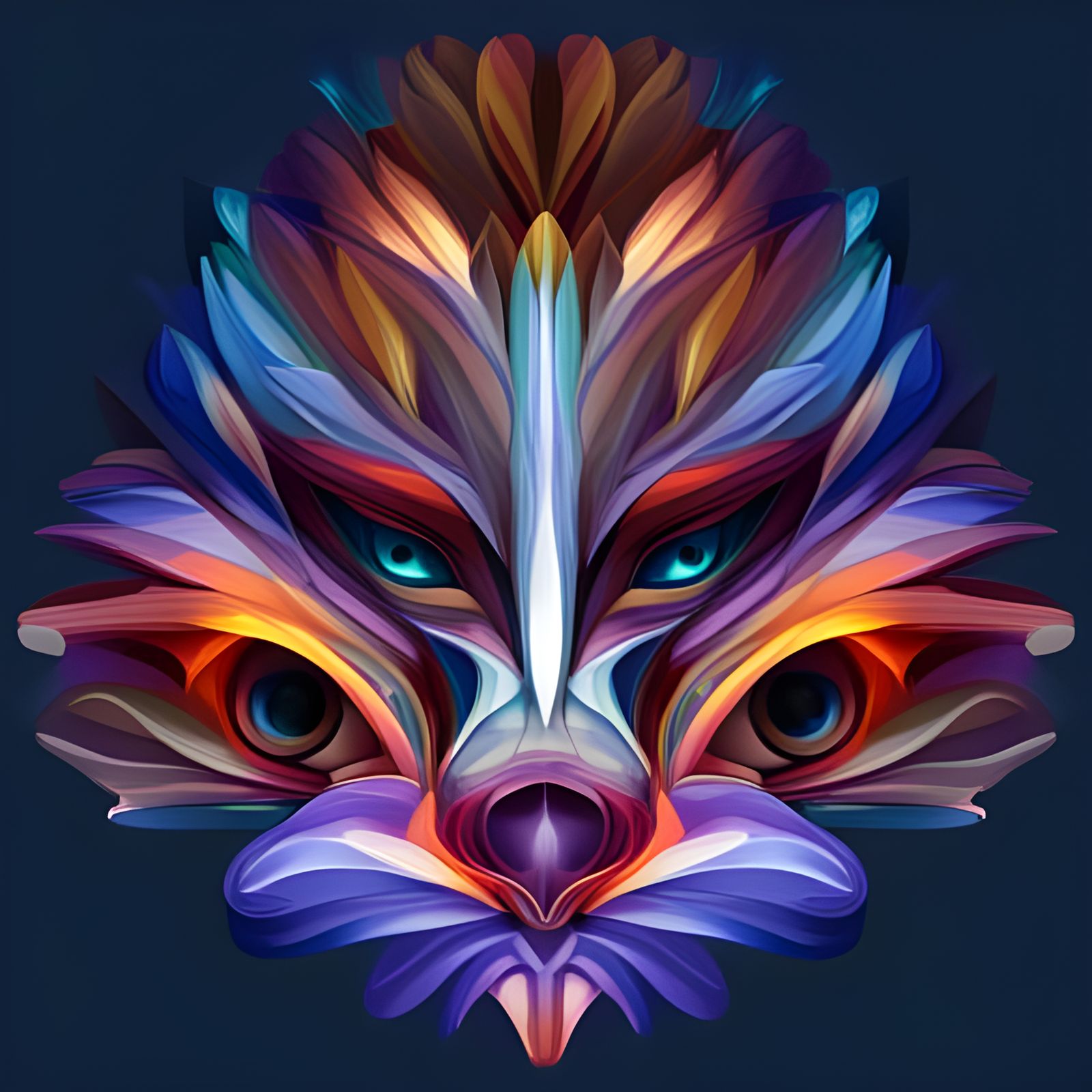 Symmetrical Alien Flower Spirit in Fiery Colors
