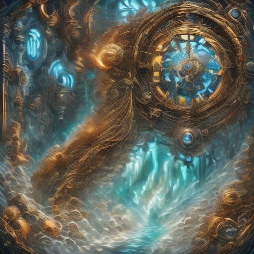 Clockwork Dragon Soaring Through Nebulae