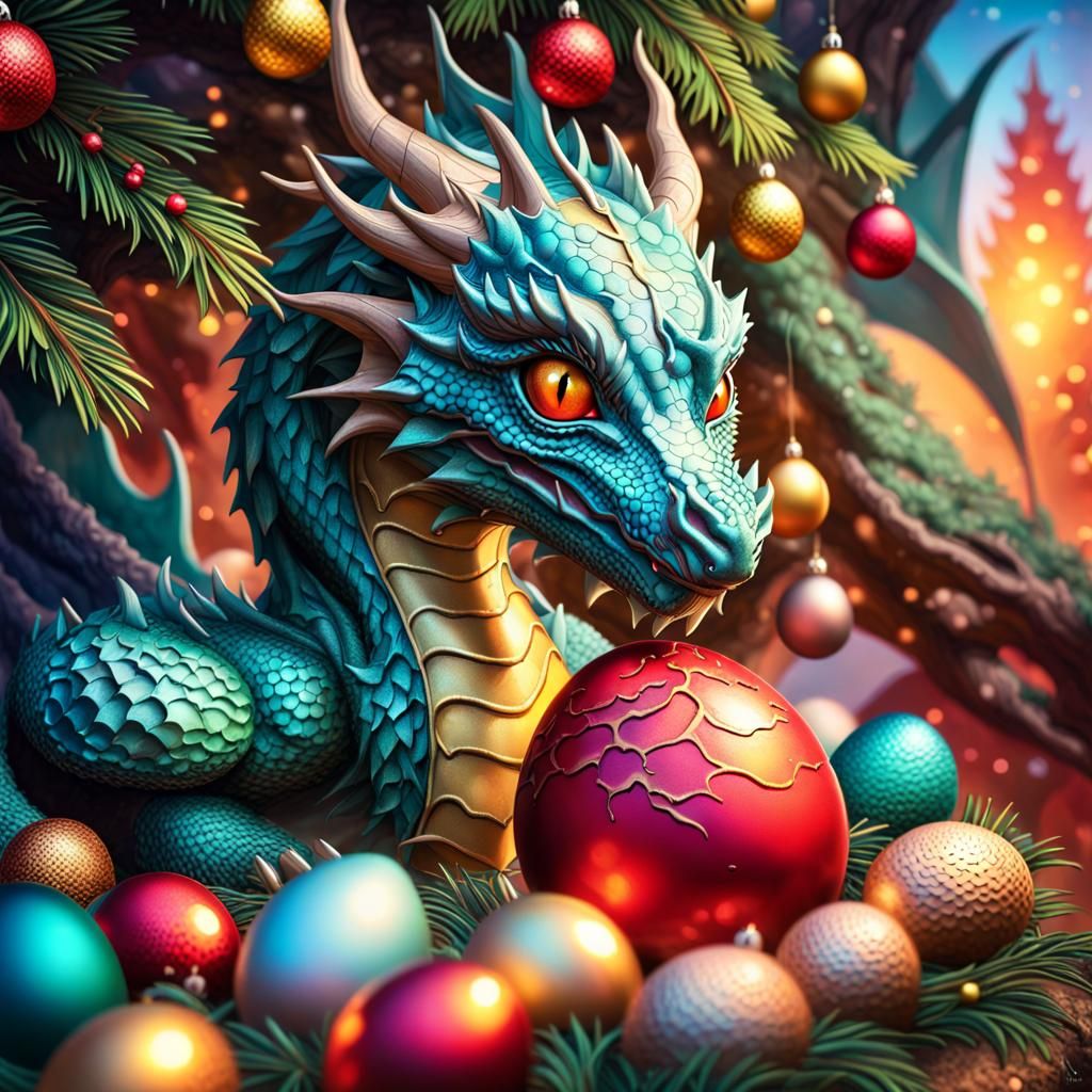 Dragon Christmas Tree with Dragon Eggs