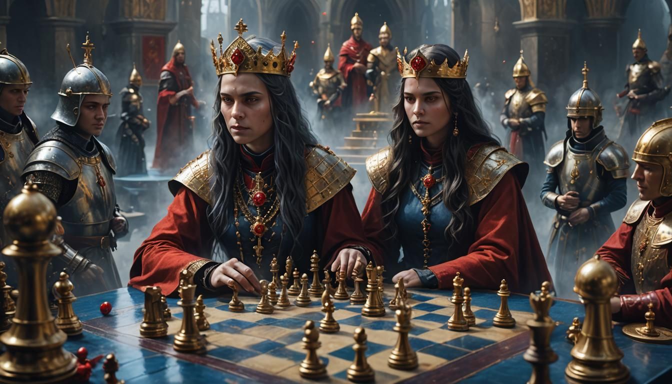 Chess Match in Dark Fantasy Style