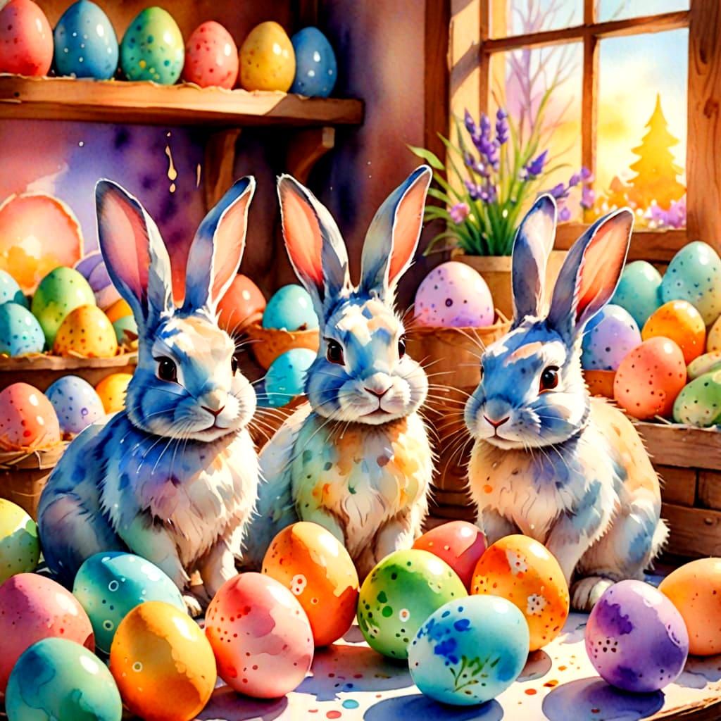 Vibrant Easter Bunnies Workshop in Watercolor