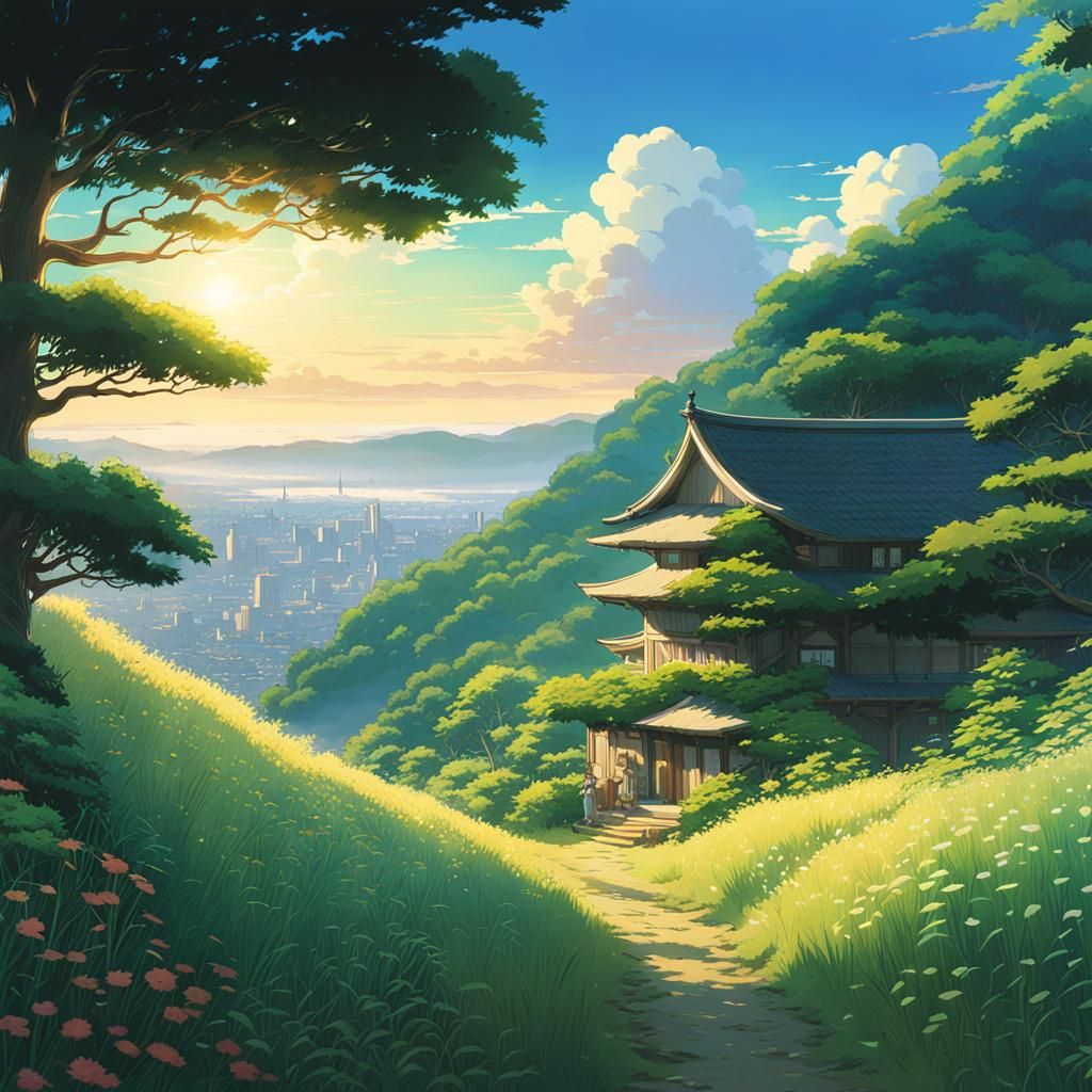 Anime Nature Inspired by Studio Ghibli and Shinkai