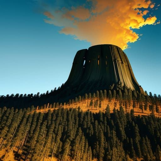 Devils Tower at Sunset: National Geographic Style