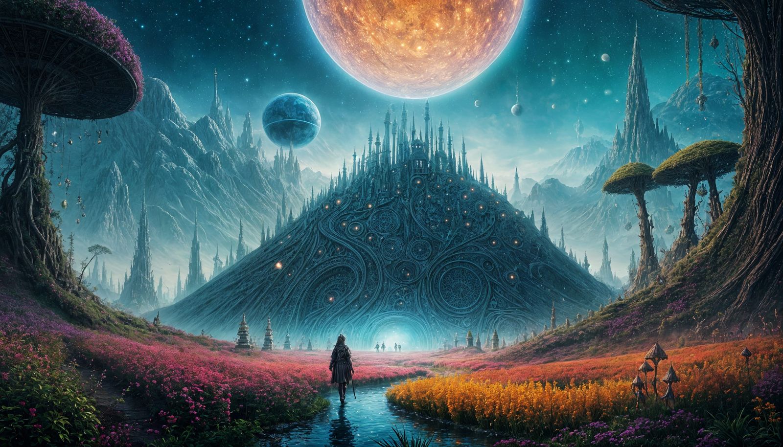 Whimsical Cosmic Garden Odyssey in Epic Fantasy