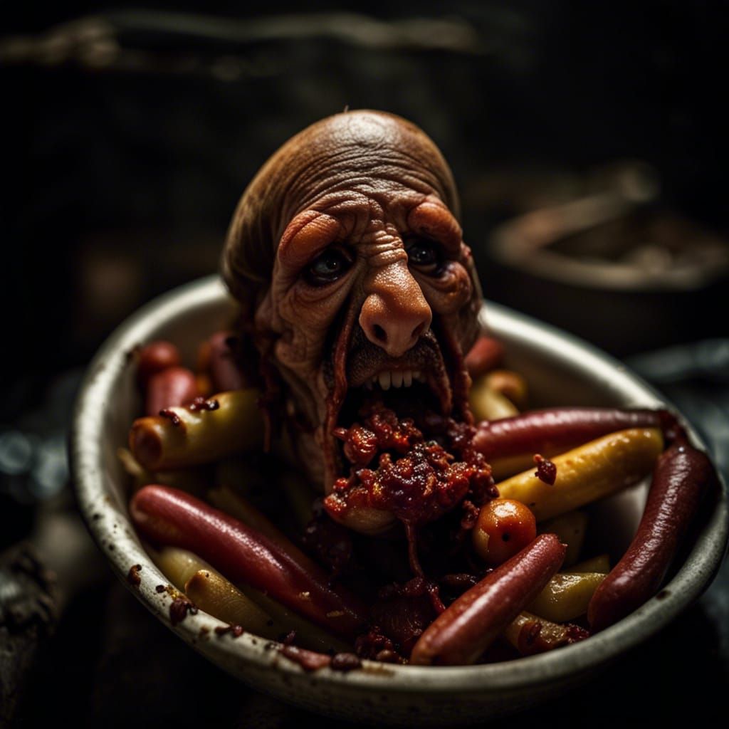 Horrific Hotdog Salad: A Close-Up Portrait