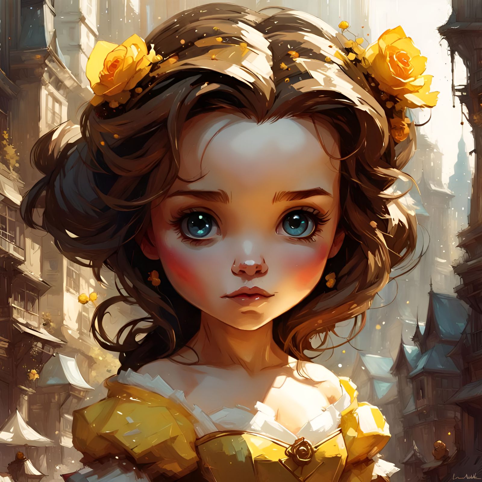 Chibi Princess Belle with Intricate Details