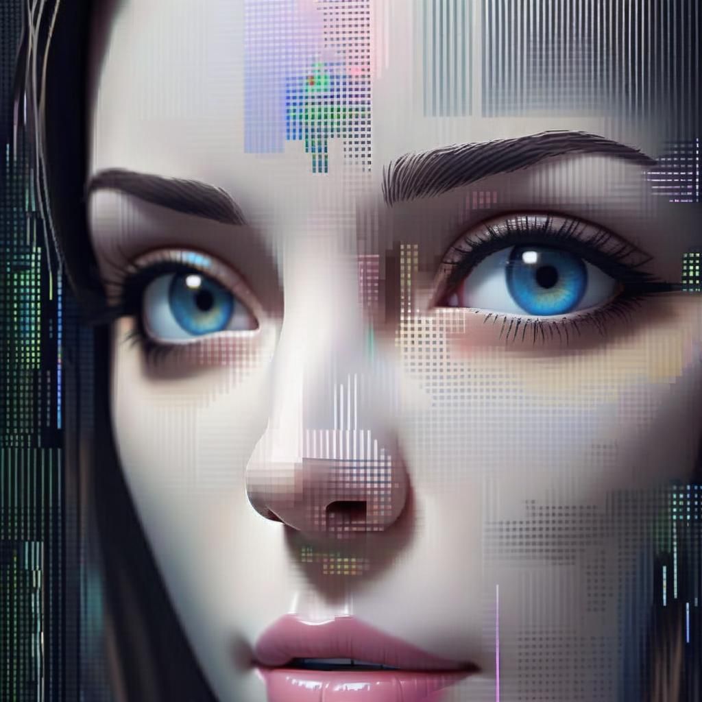 Glitchy AI Face: Digital Art Portrait