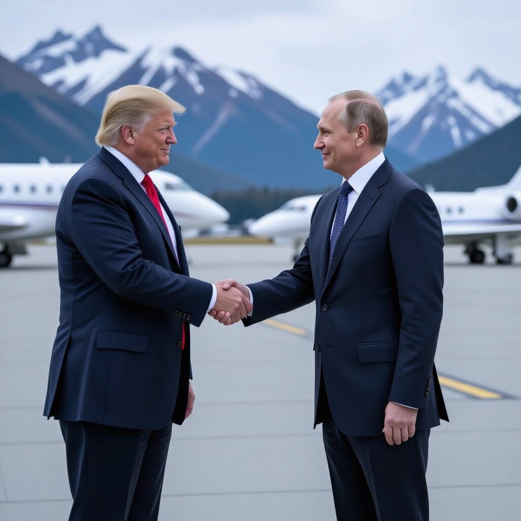 Trump and Putin Meet in Alaska: Realistic Photography