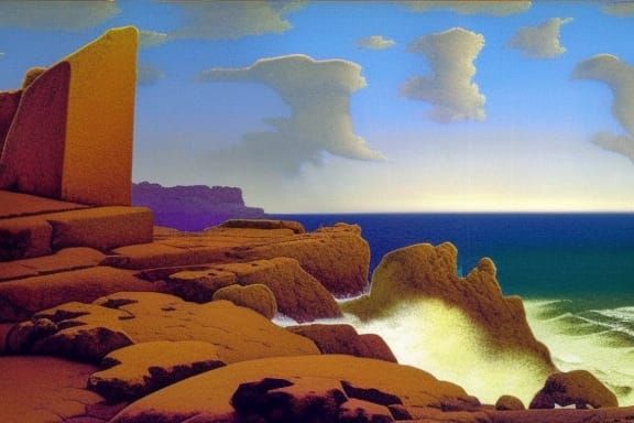 Monoliths at Sunrise in Parrish Style