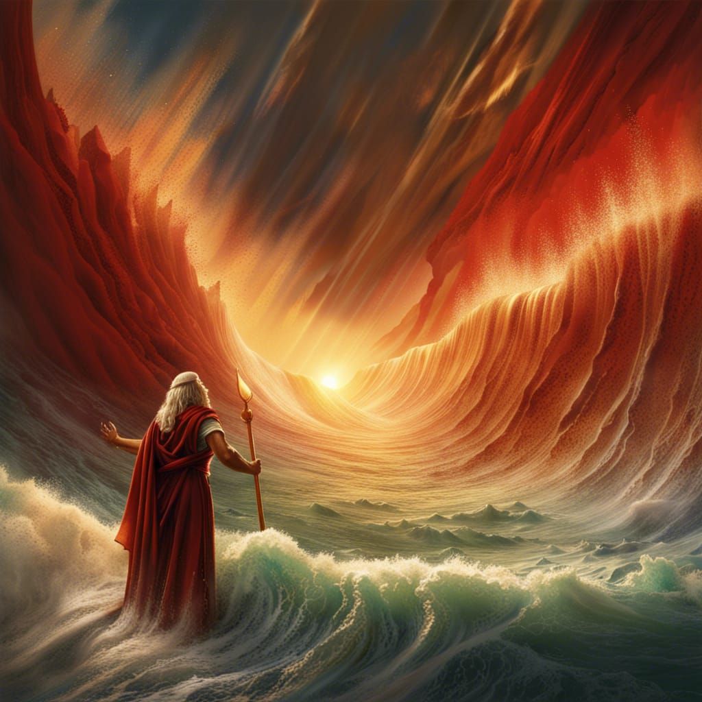 Moses Parting the Red Sea: Divine Light