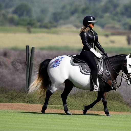 Woman Rides Armored Stallion
