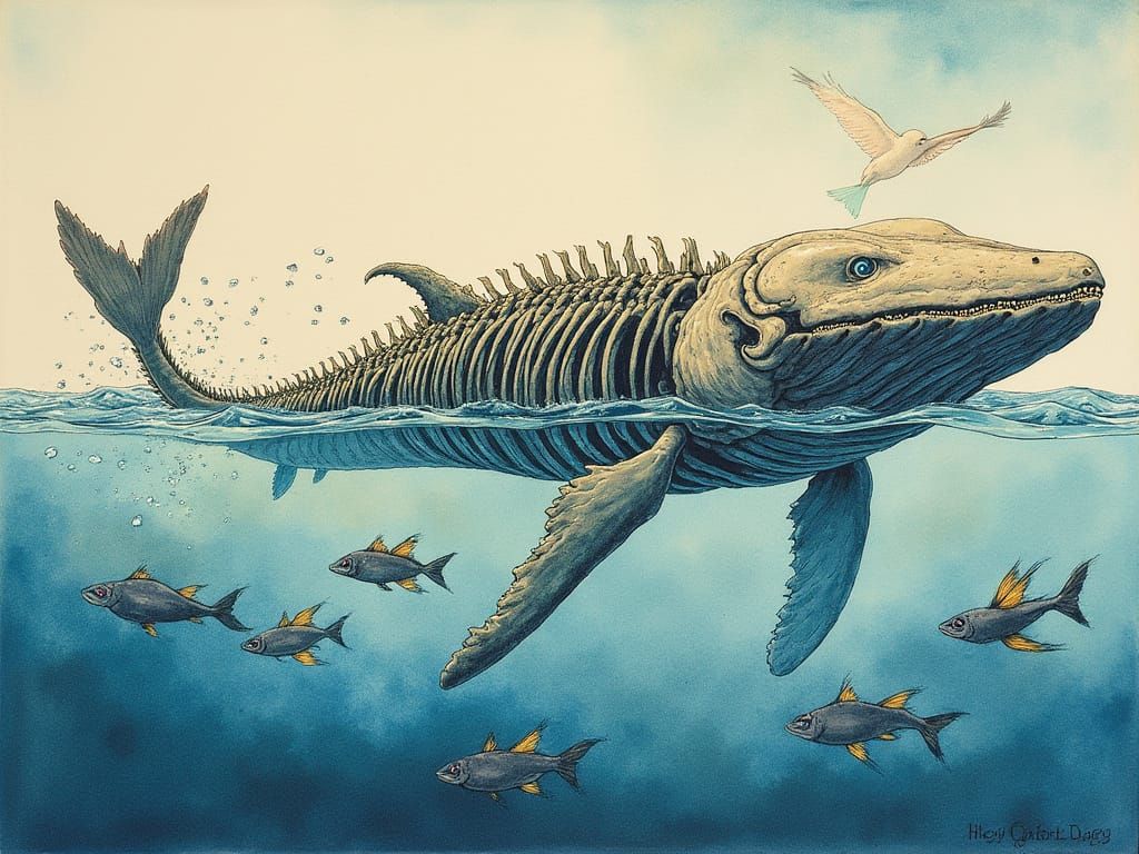 A bake-kujira - a ghostly skeleton whale from Japanese folklore.