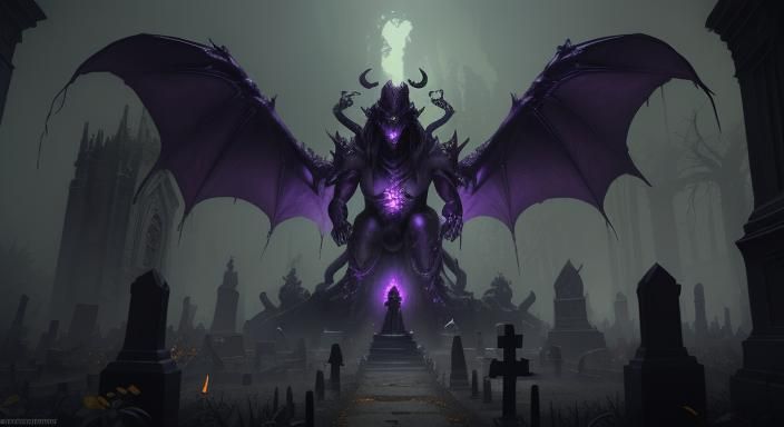 Demons Rising: Dark Fantasy Graveyard Art