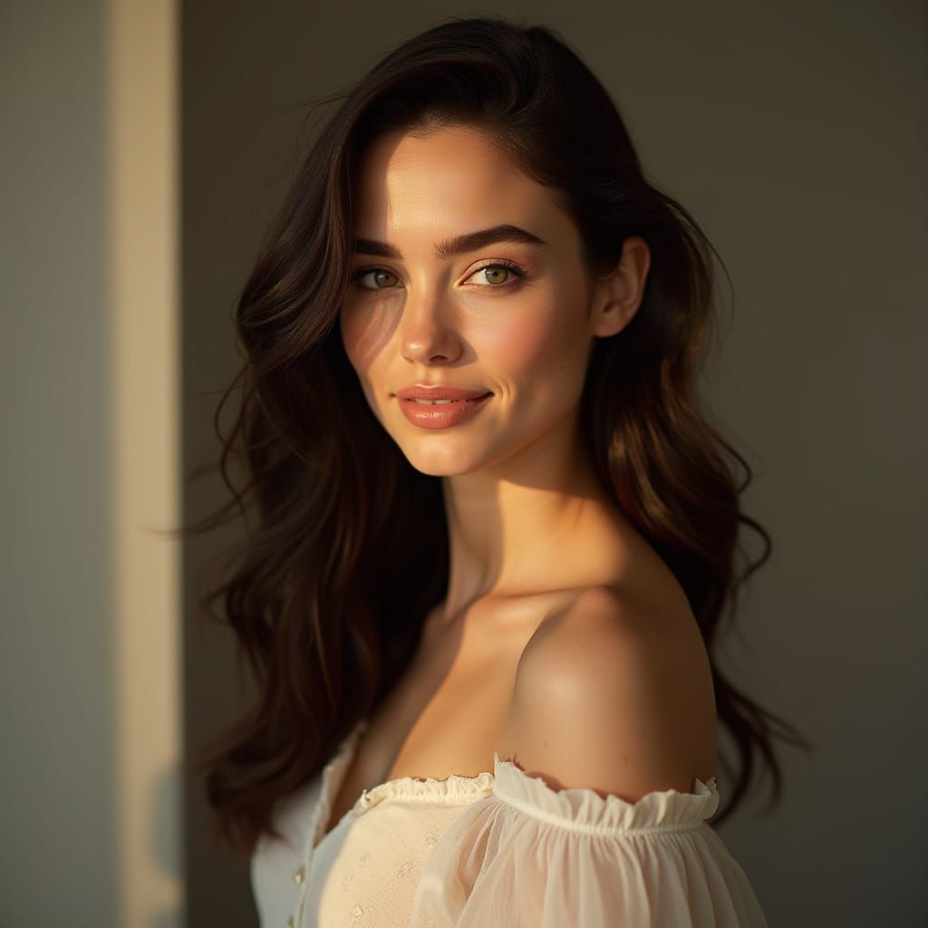 Elegant Brunette Woman in Soft Focus