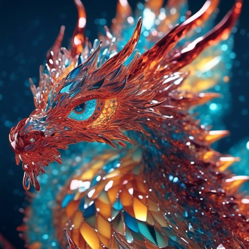 Blown Glass Dragon with Fractal Design