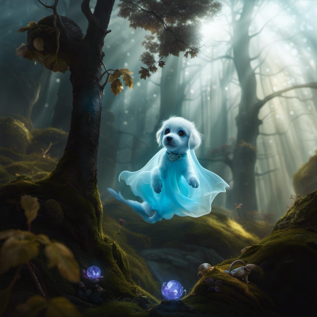 Translucent Ghost Puppy in Fantasy Wonderland