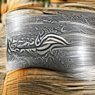 Detailed Damascus Steel Close-Up