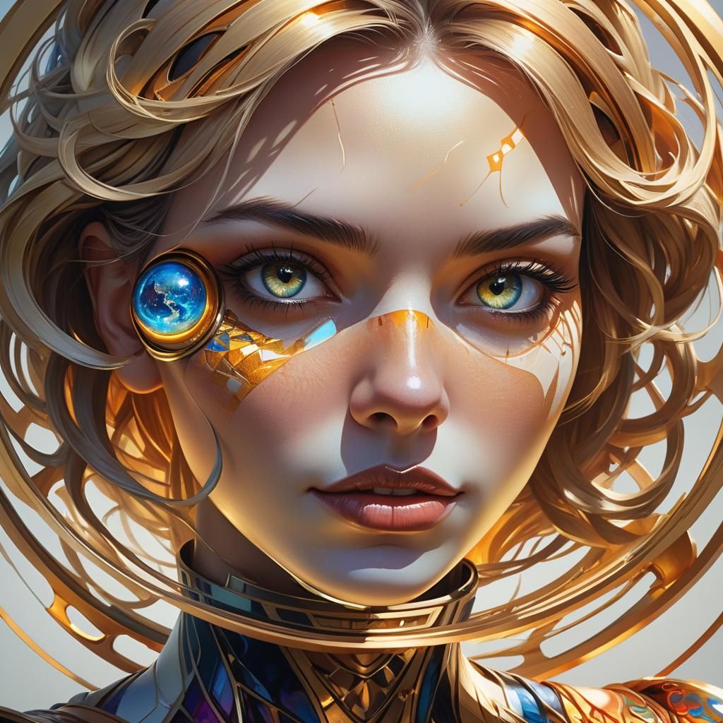 Globe-Eyed Girl: Hyper-Realistic Concept Art Portrait