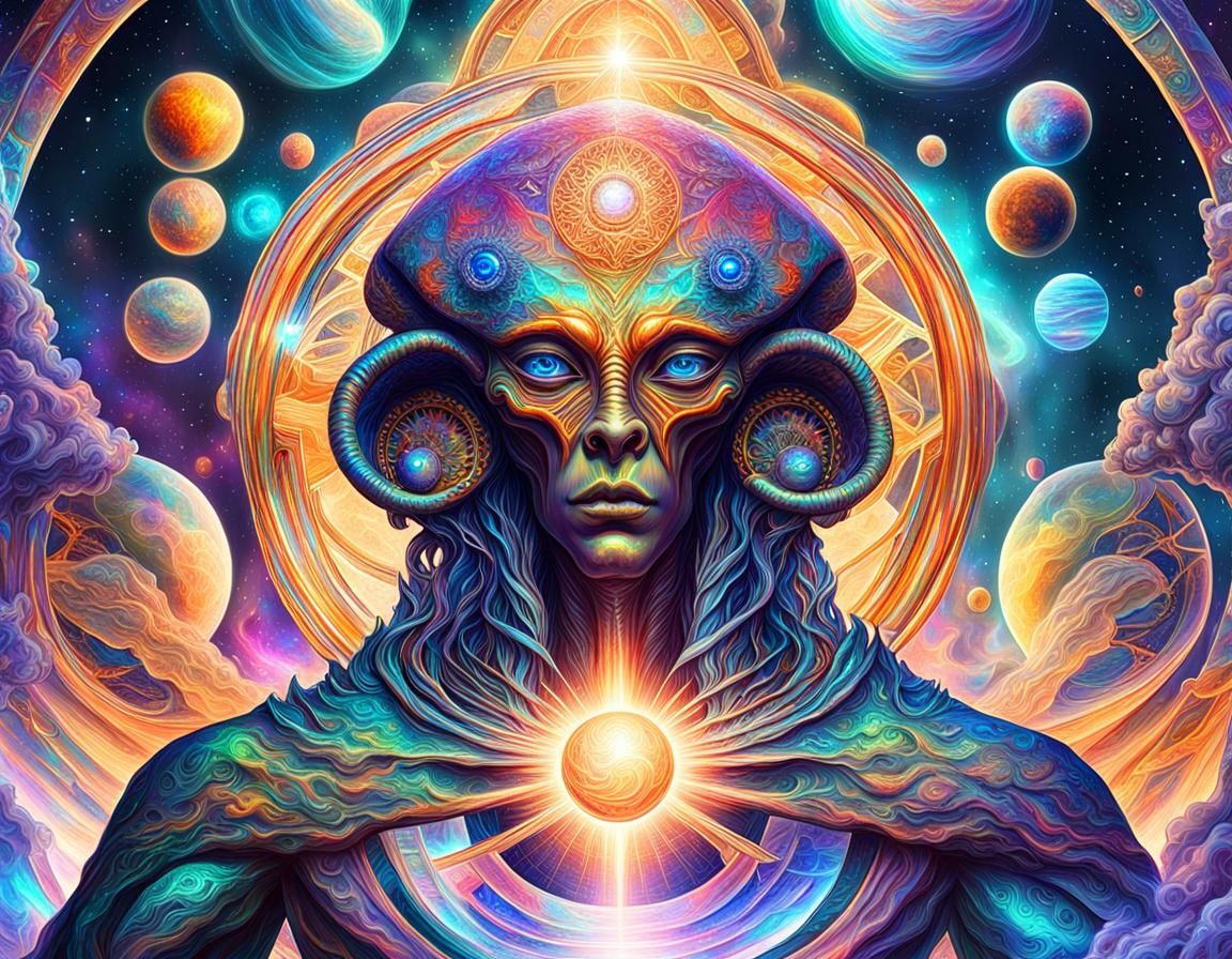 Ethereal Cosmic Sovereign with Four Eyes