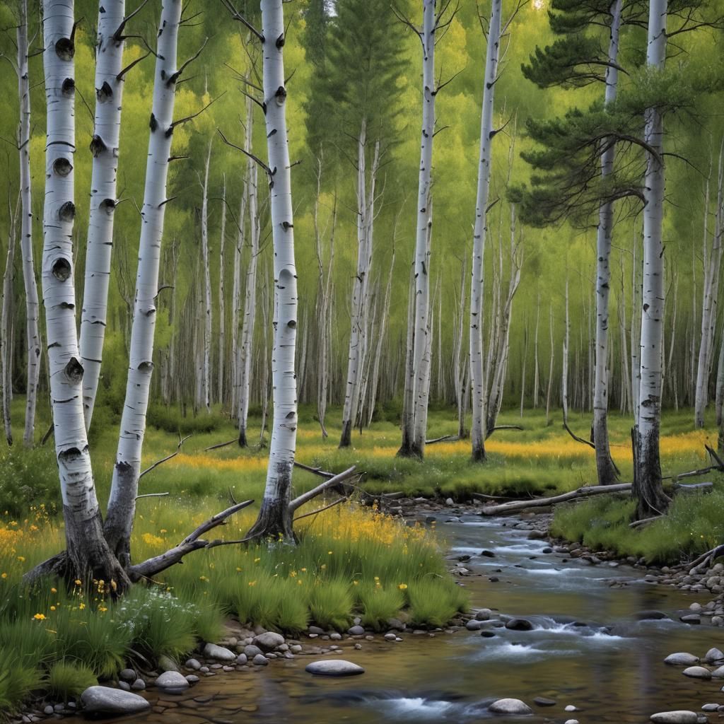 Crystal Creek Flowing Through Aspen Forest